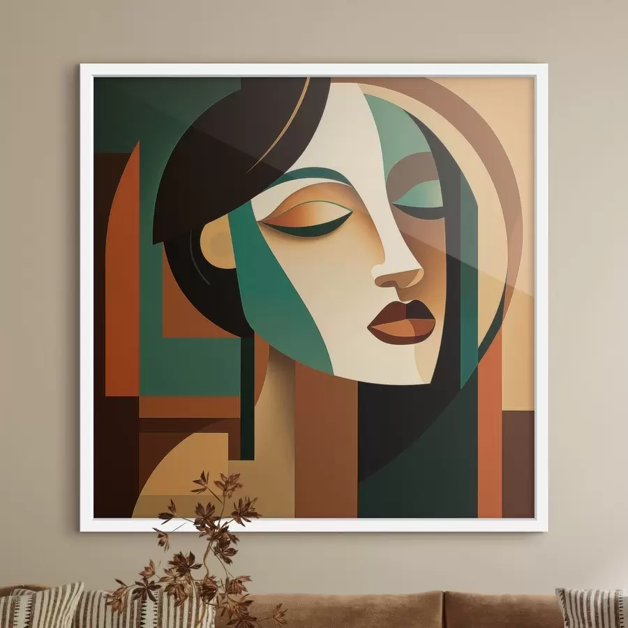 Papier peint Portrait de femme de style géométrique f48953
