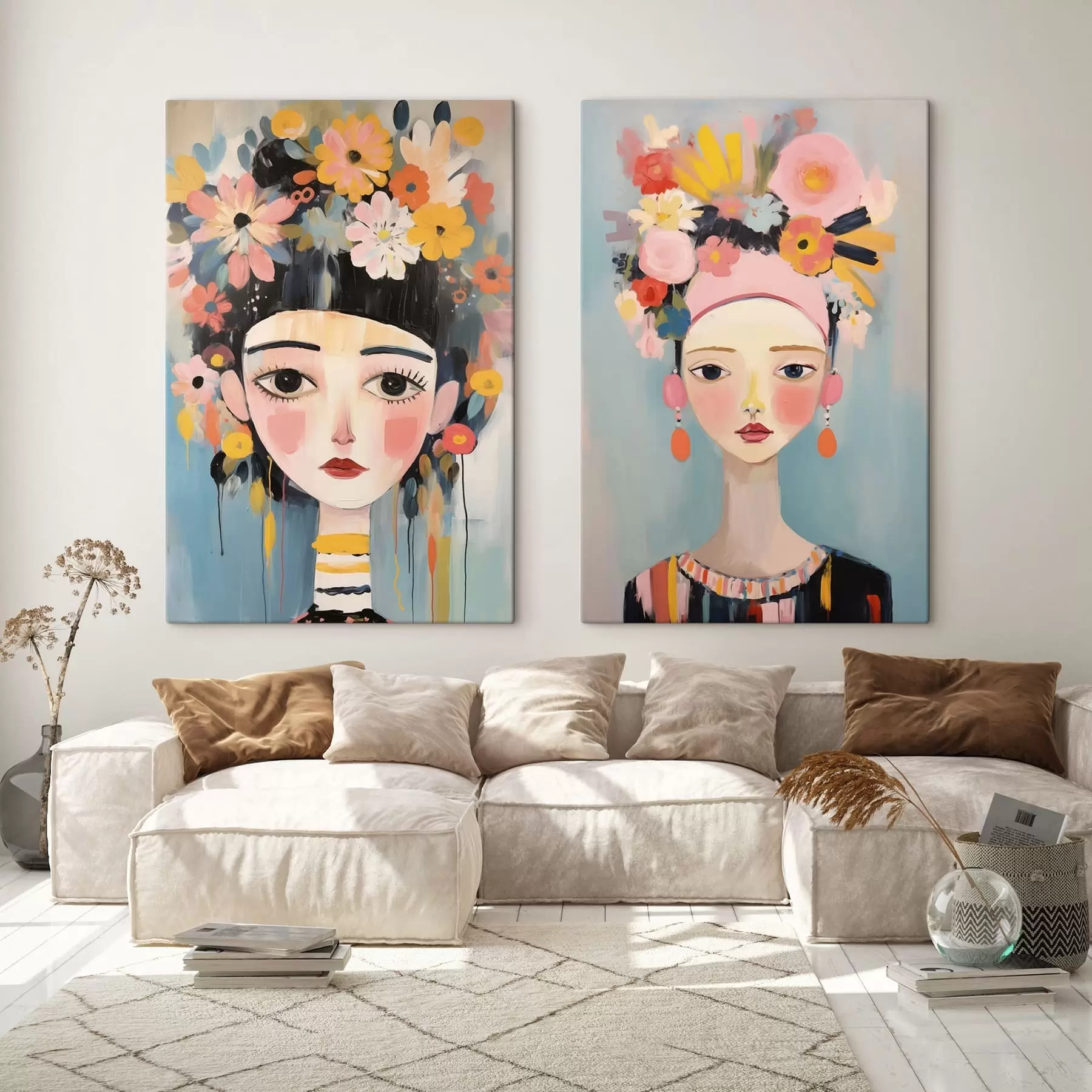 Tableau Portraits de femmes avec des fleurs m30398