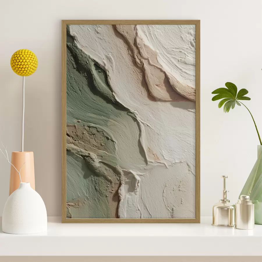 Papier peint Texture de style impasto dans des tons beiges et verts f48799