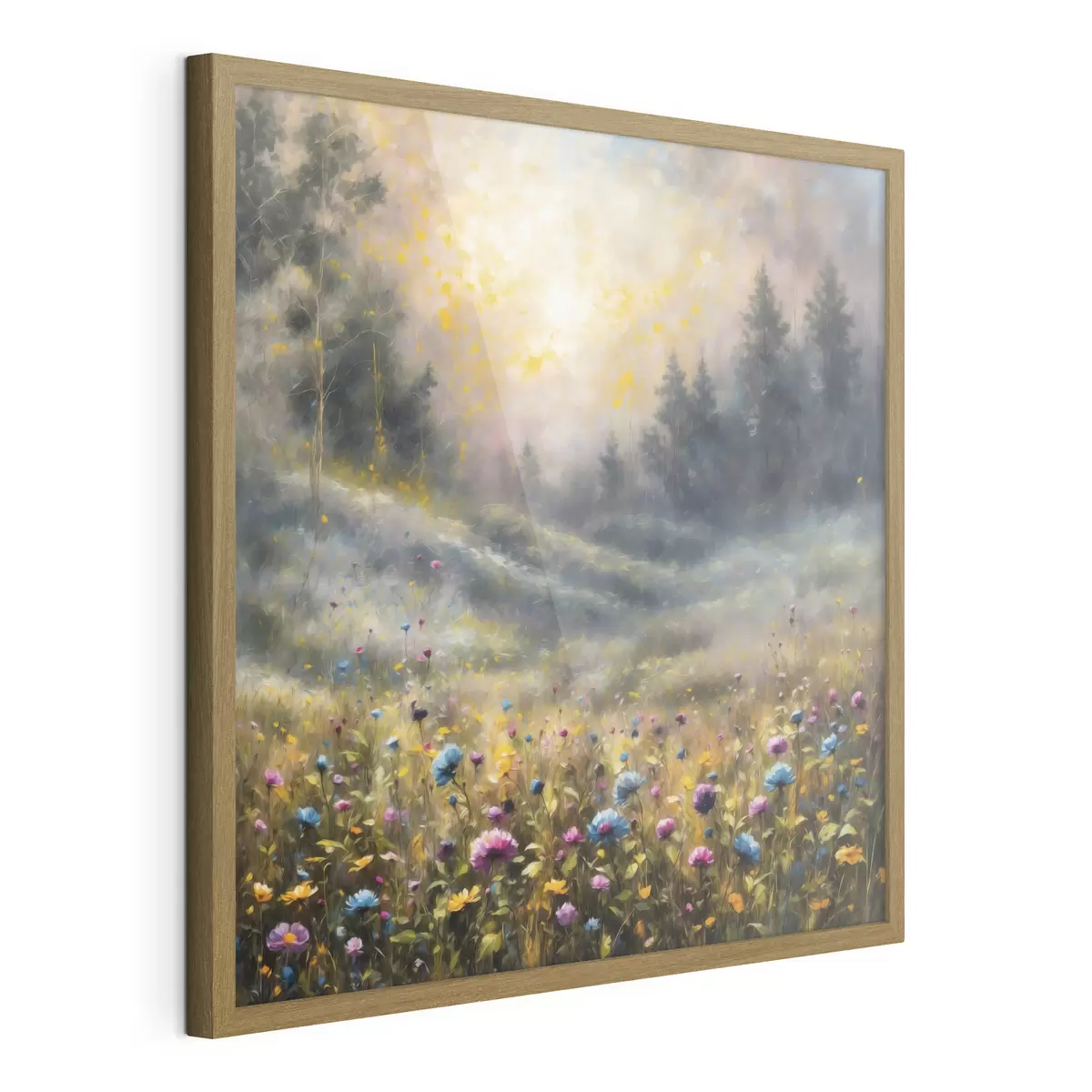 Poster Champ de fleurs impressionniste baigné d'une lumière chaude f48802