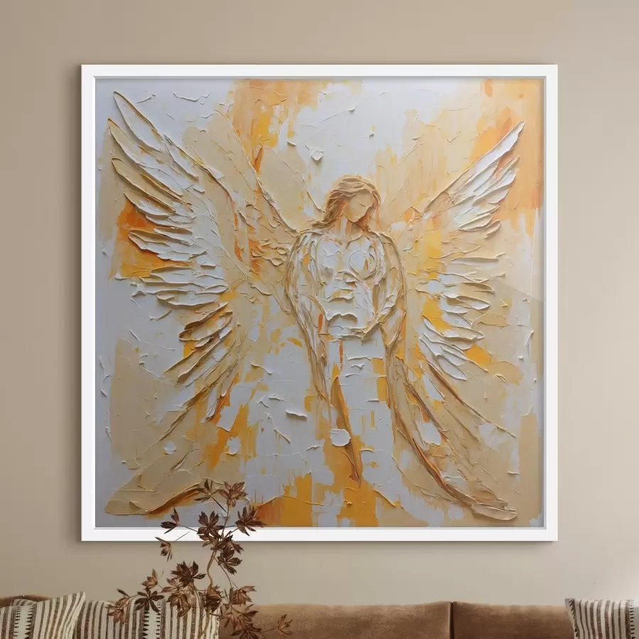 Papier peint Figurine d'ange texturée de style impasto, avec des ailes f48808