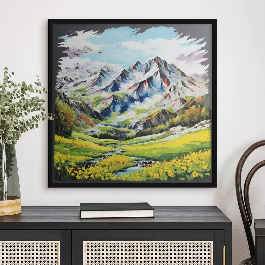 Papier peint Paysage montagneux moderniste aux traits audacieux f48817