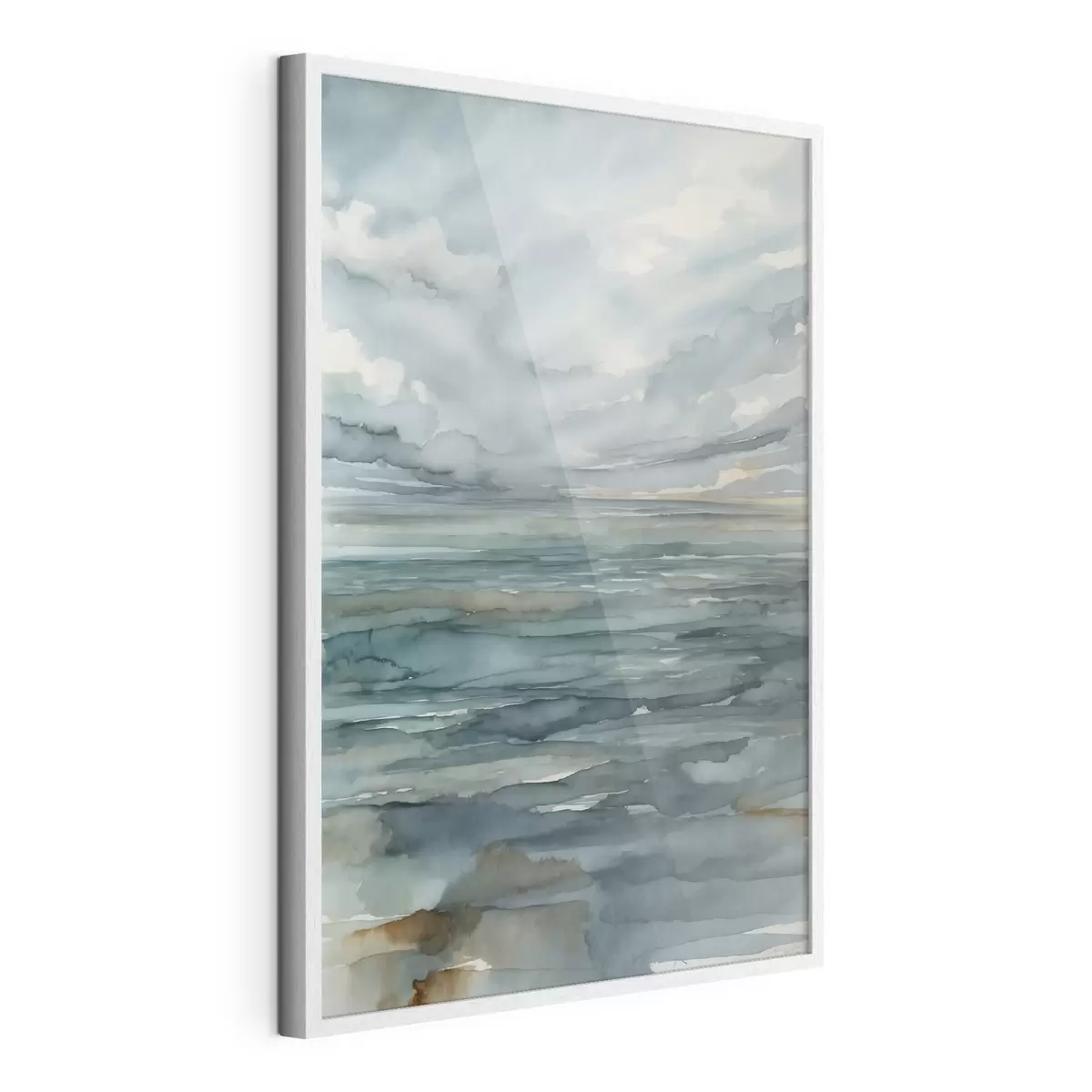 Poster Aquarelle représentant une mer calme sous un ciel nuageux f48824