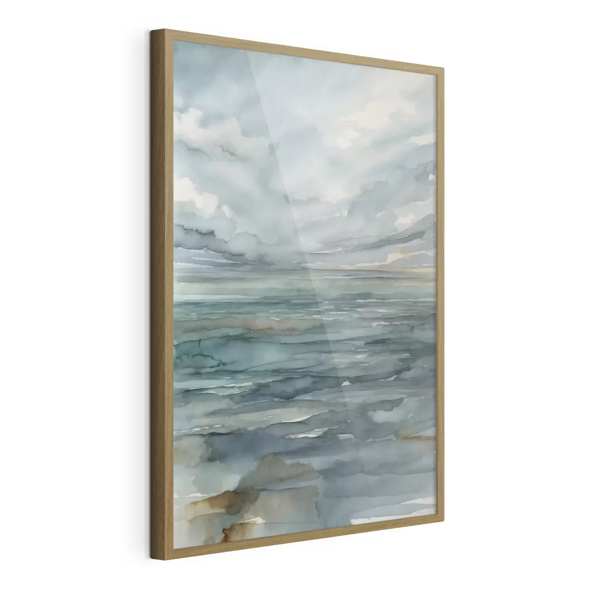 Poster Aquarelle représentant une mer calme sous un ciel nuageux f48824