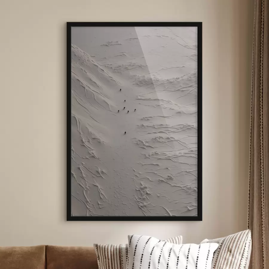Papier peint Des silhouettes minimalistes sur les dunes de sable, vues d'en haut f48825