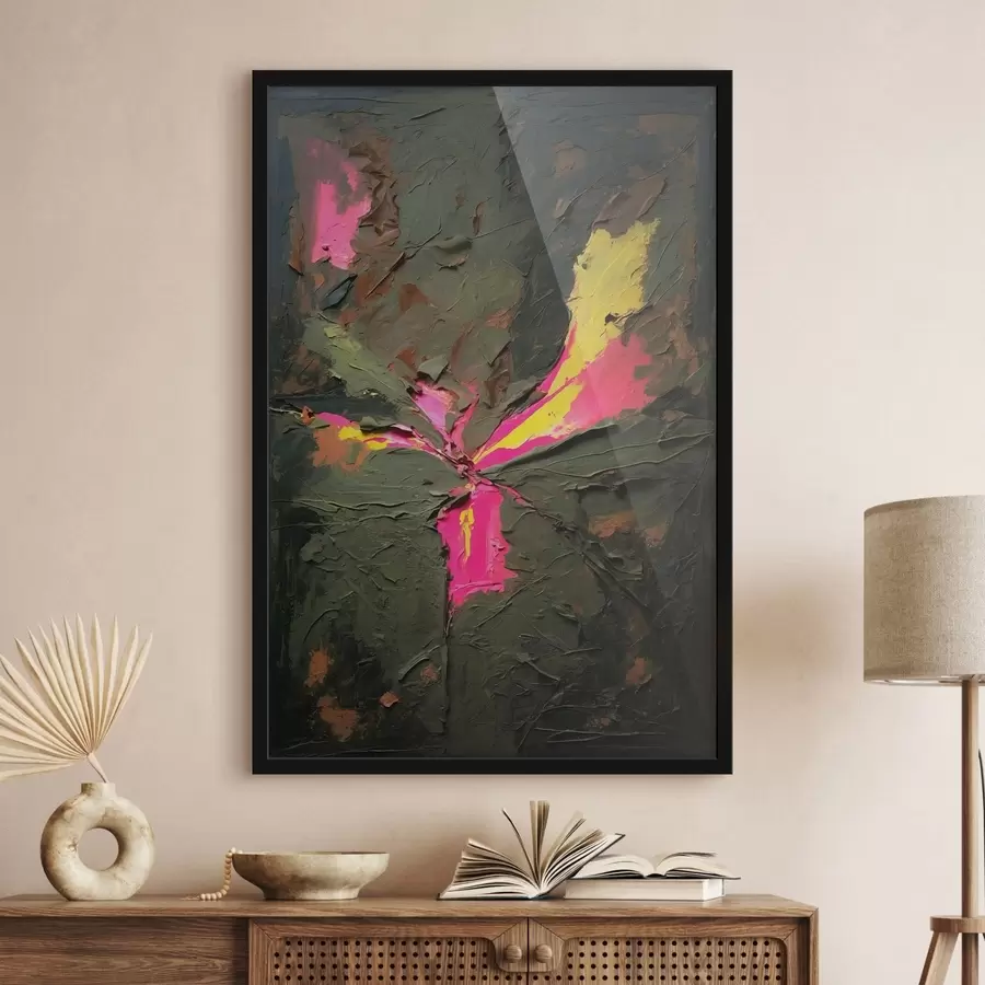 Papier peint Composition texturée de style impasto avec des touches de couleurs vives f48826