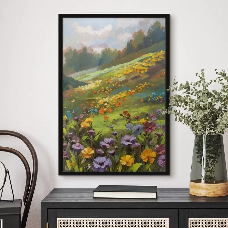 Papier peint Impressionnisme : une colline en fleurs avec des fleurs sauvages f48827