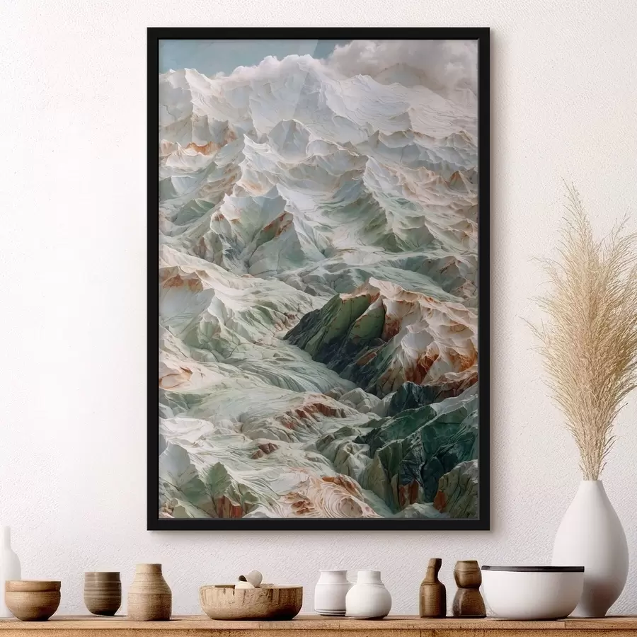 Papier peint Relief montagneux abstrait dans des tons clairs f48828