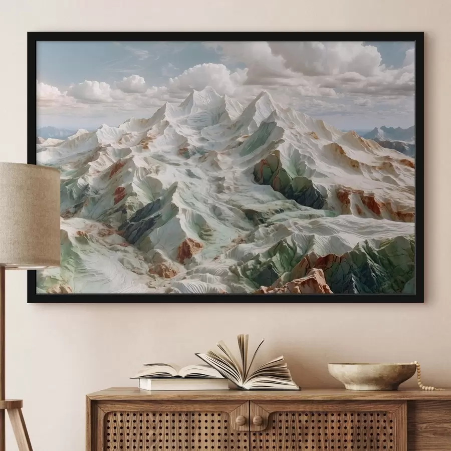 Papier peint Paysage de montagne aux formes douces et aux nuages f48833