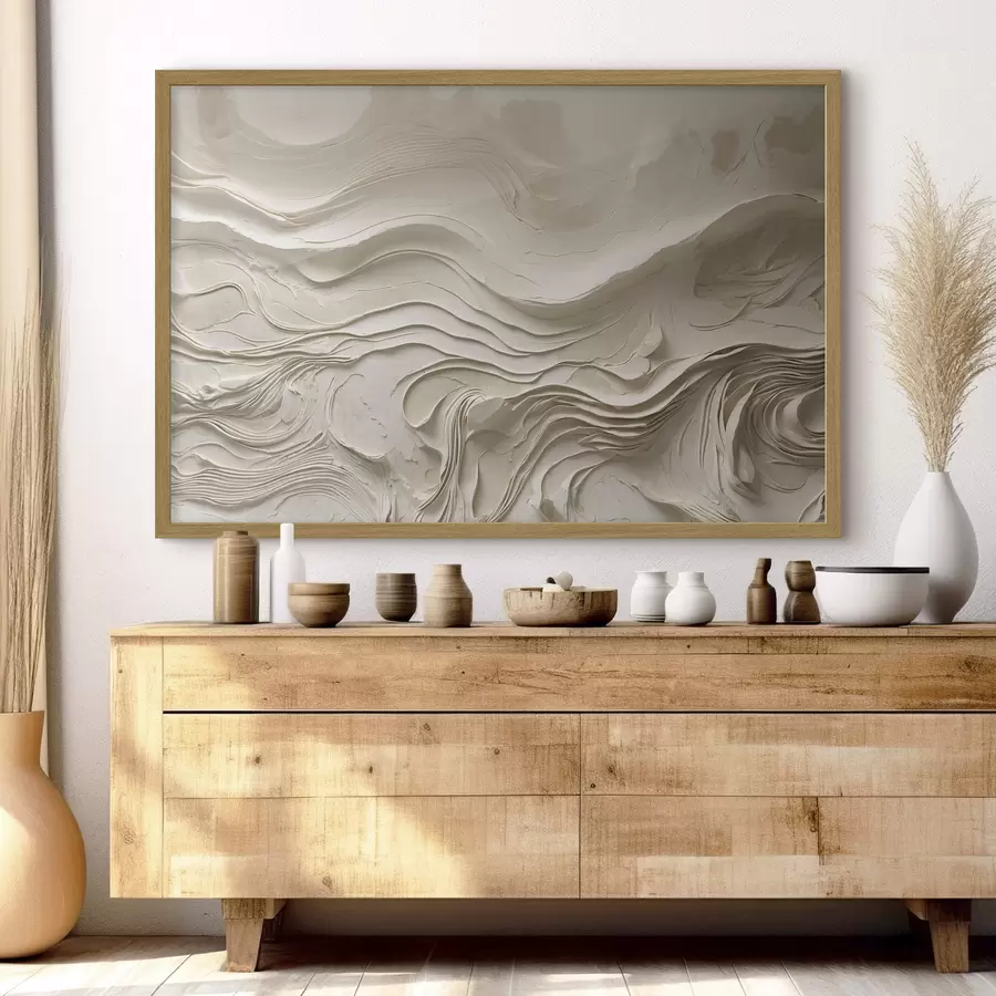 Papier peint Couches ondulées abstraites dans des tons beiges, dans un style minimaliste f48834