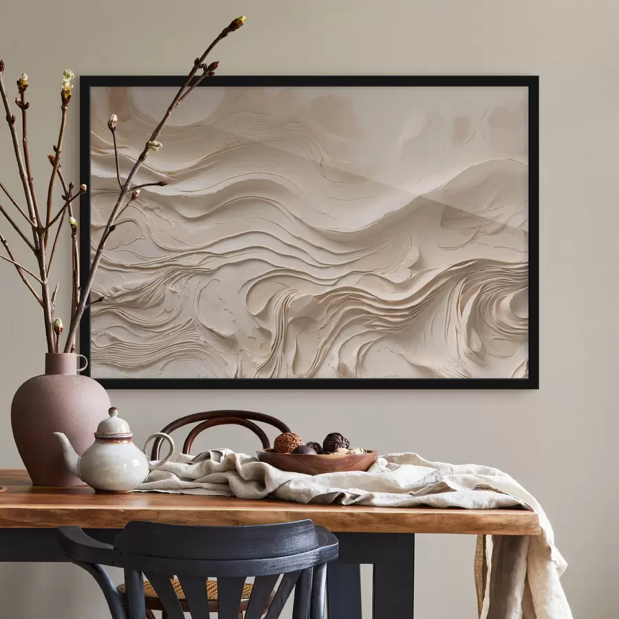 Papier peint Couches ondulées abstraites dans des tons beiges, dans un style minimaliste f48834