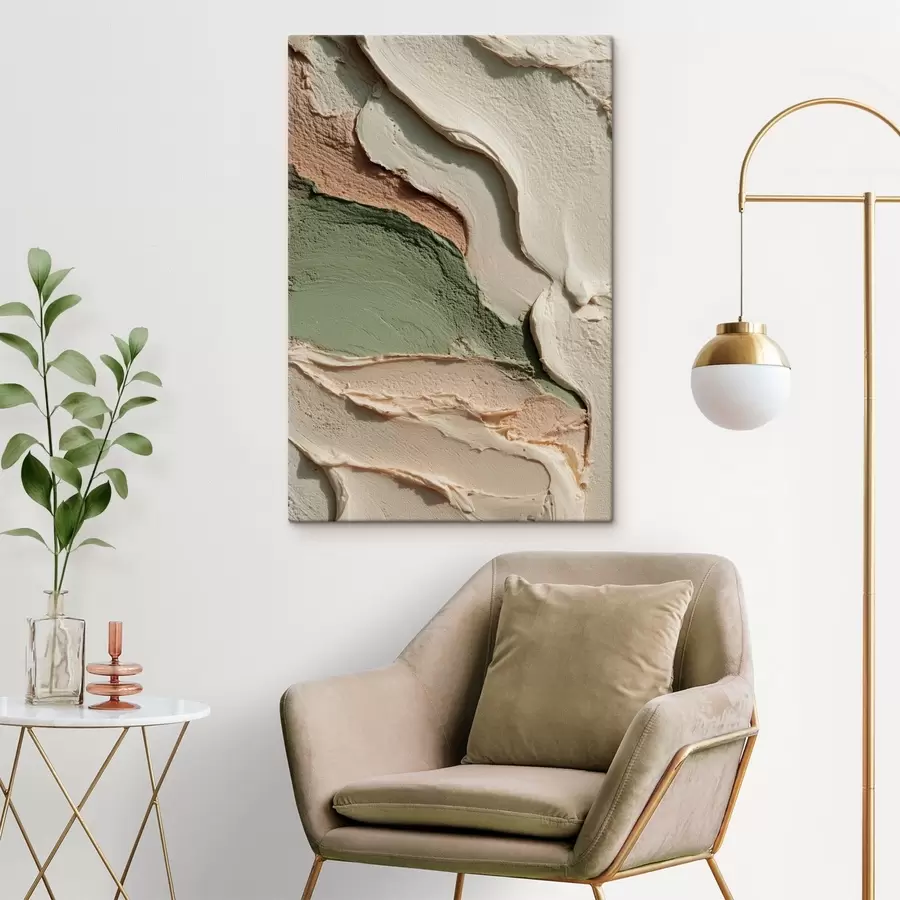 Tableau Coulées de peinture en style impasto aux tons naturels s48798