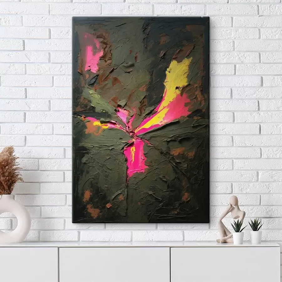 Tableau Composition texturée de style impasto avec des touches de couleurs vives s48826