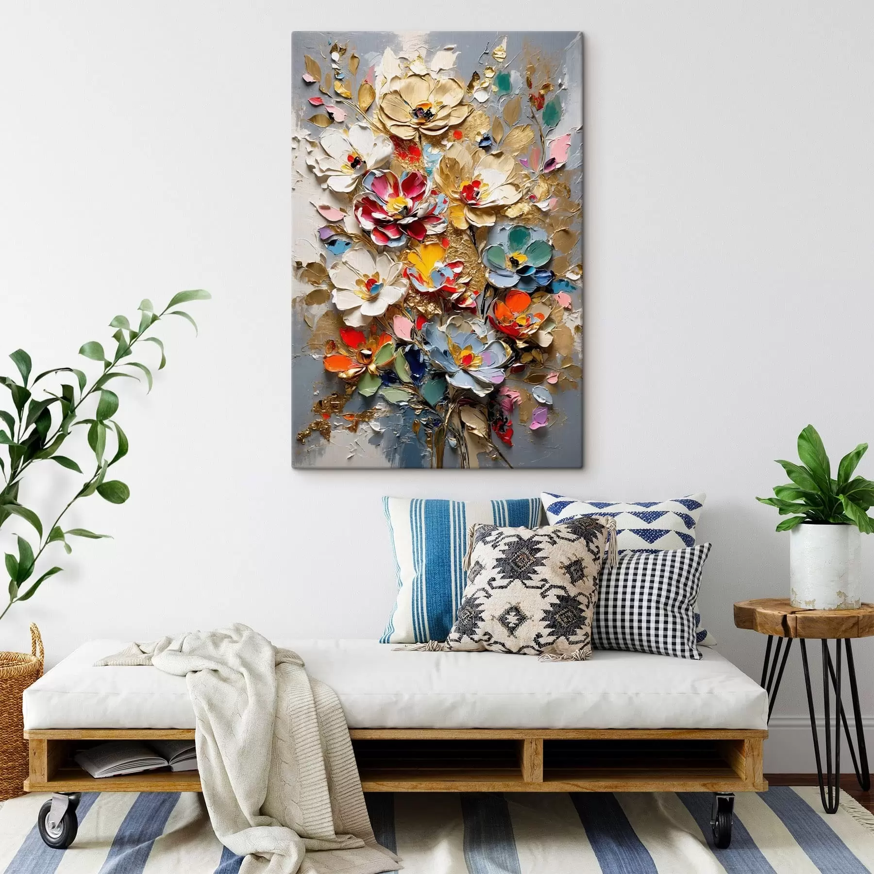 Tableau Composition florale de style impasto aux pétales texturés s48832