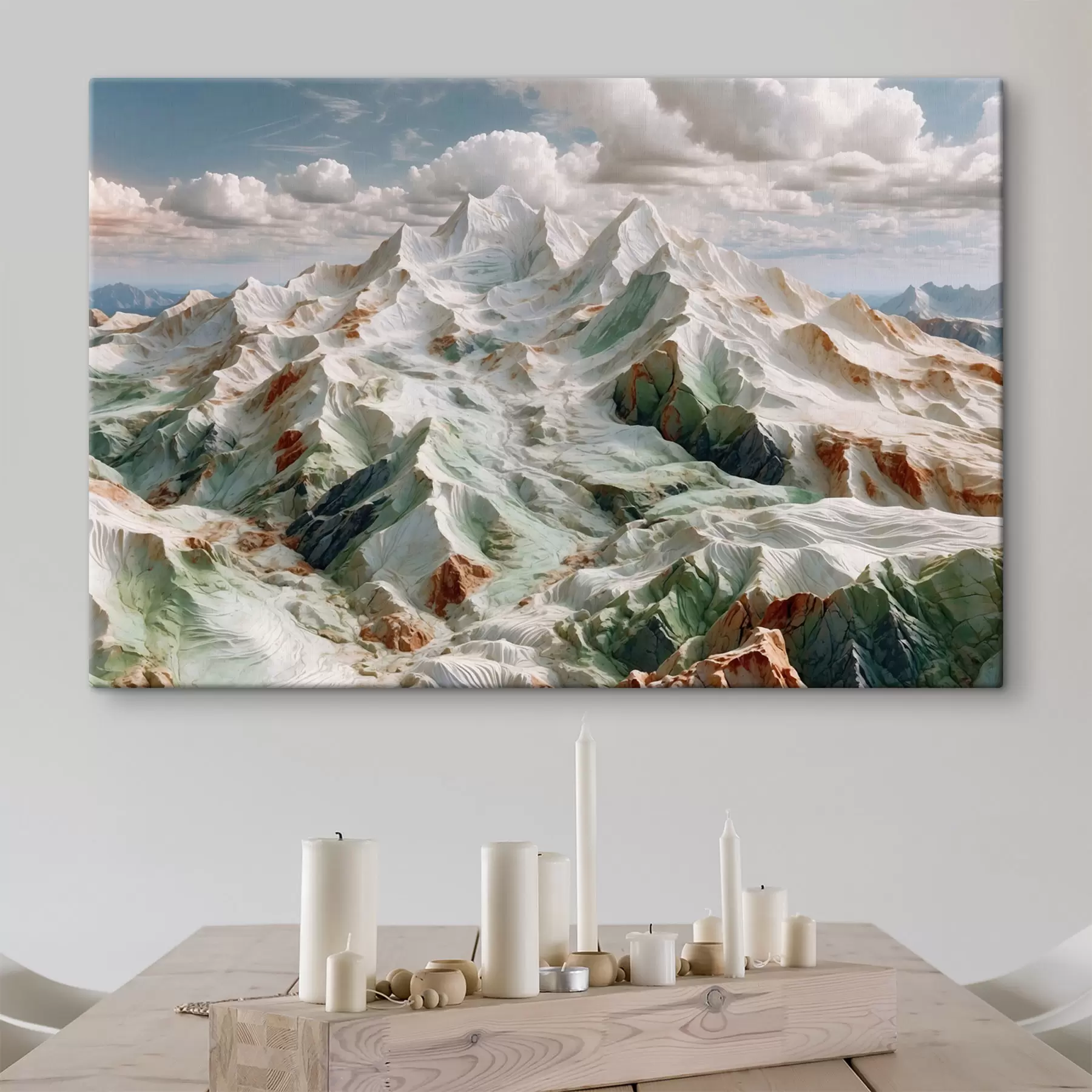 Tableau Paysage de montagne aux formes douces et aux nuages s48833