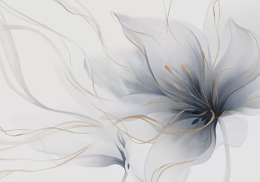 Papier peint Une fleur bleue abstraite aux lignes fluides, dans le style Fluid Art w05428