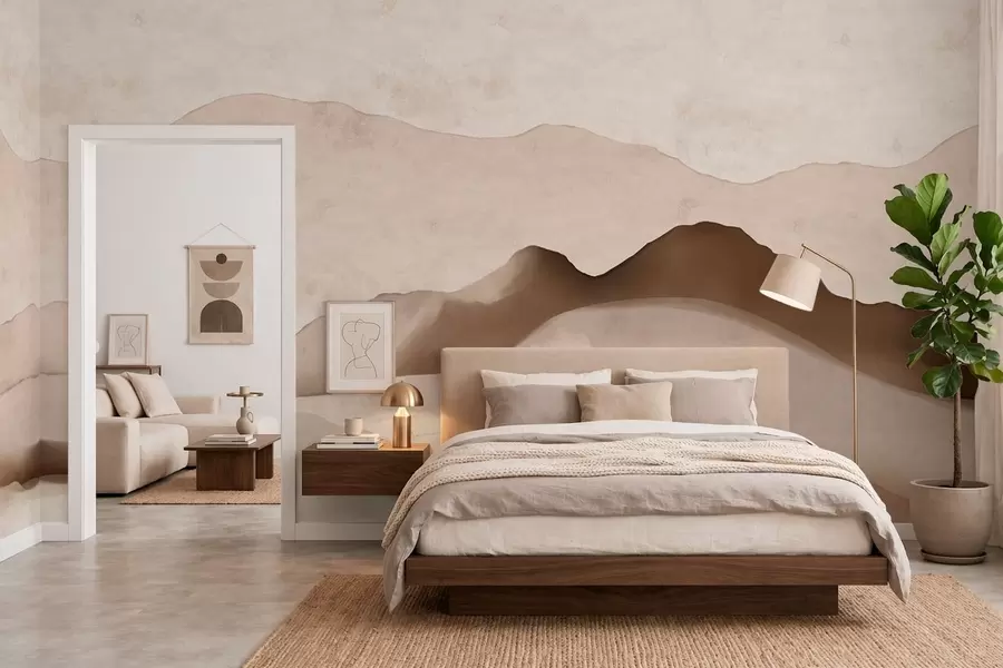 Papier peint Montagnes abstraites dans les styles Japandi et minimaliste w05434