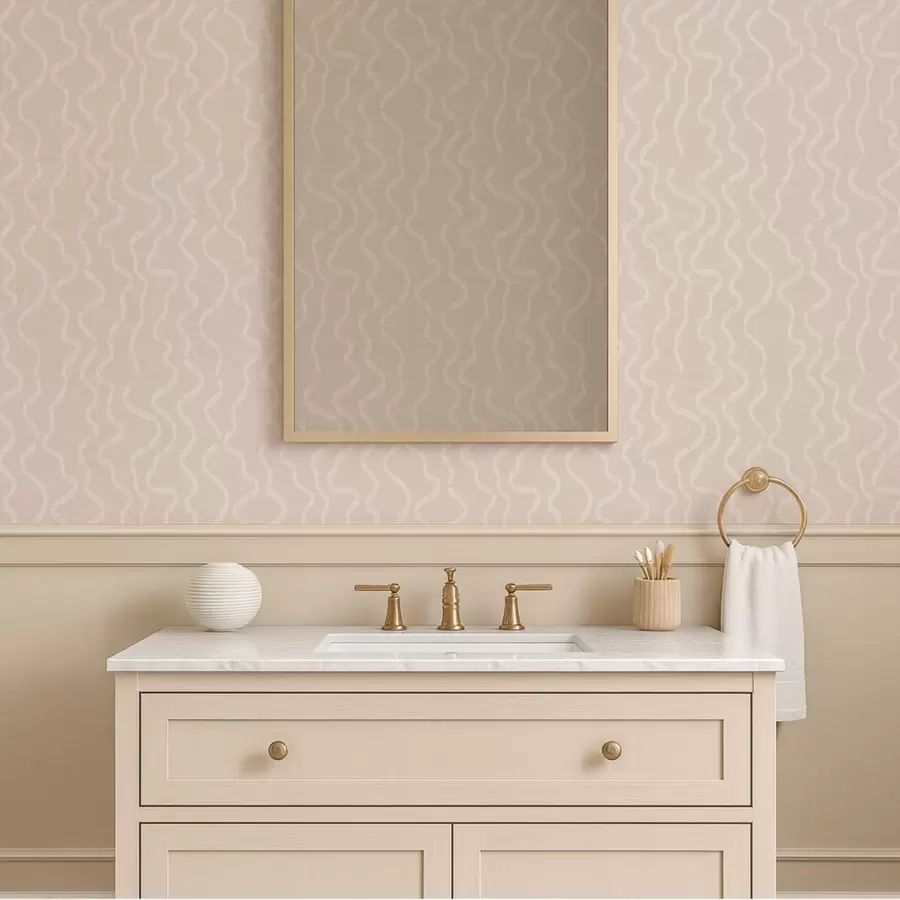 Papier peint Motif ondulé clair sur fond beige a01167