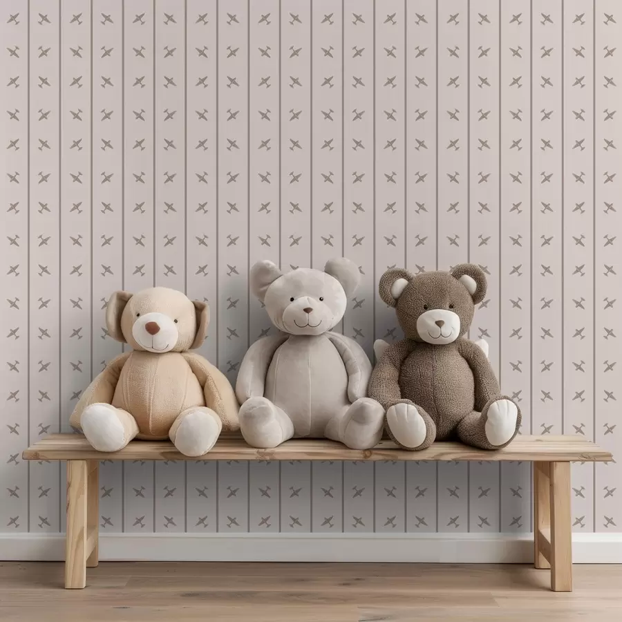 Papier peint Avions à motifs rayés dans des tons beiges a01169v1