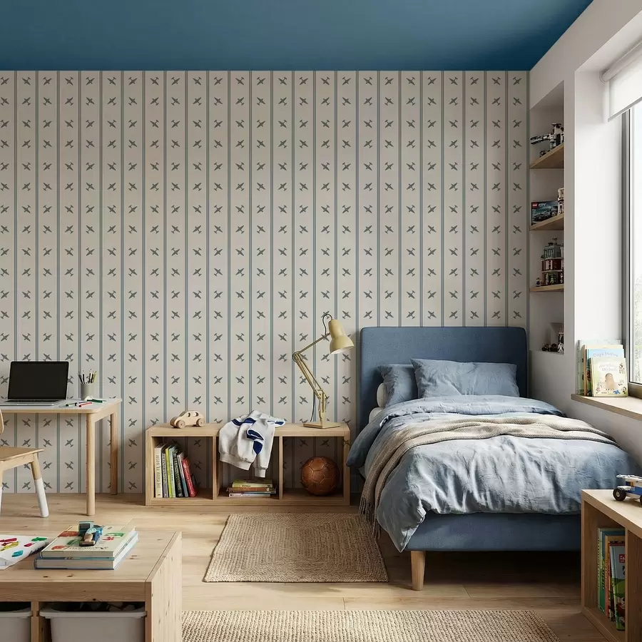 Papier peint Avions à rayures bleues a01170