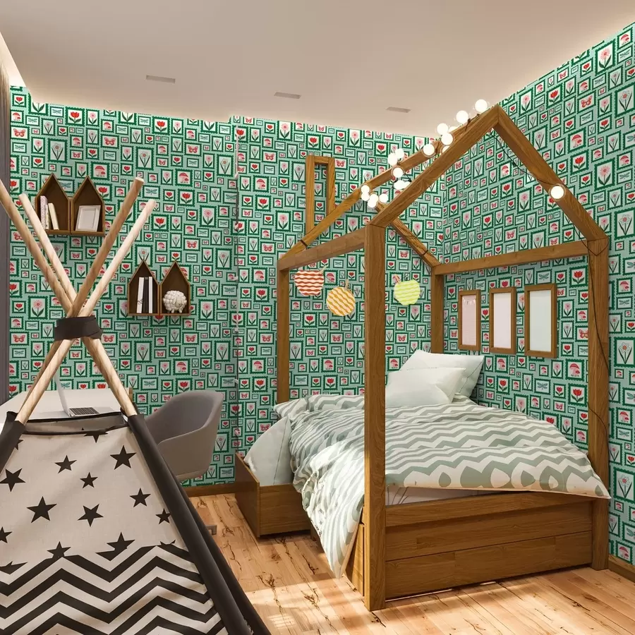 Papier peint Illustrations encadrées avec des bordures vertes a01176v1