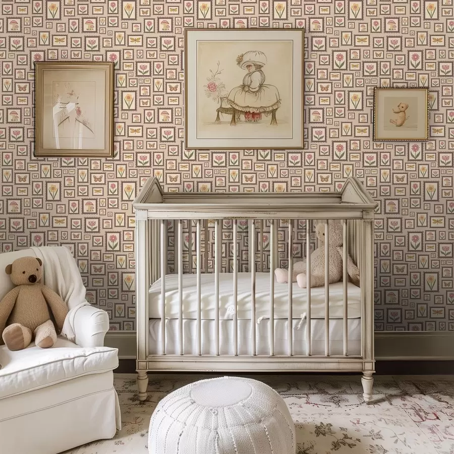 Papier peint Illustrations encadrées dans des tons beiges chauds a01176v2