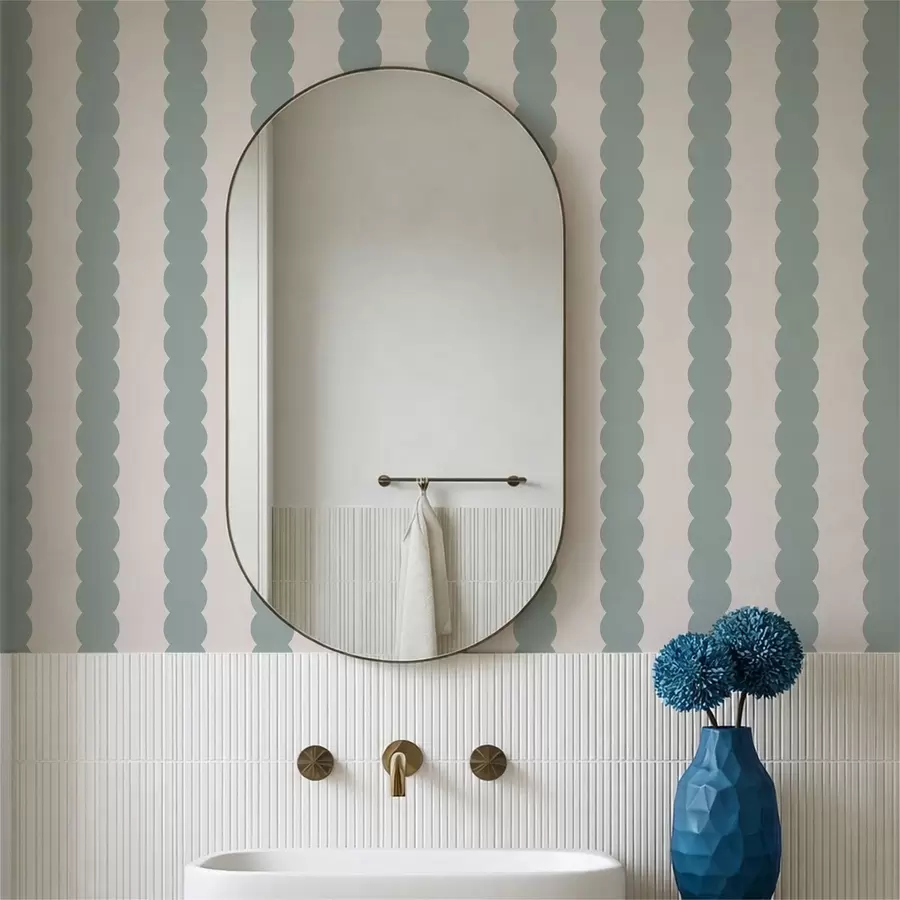 Papier peint Rayures ondulées couleur olive, style minimaliste a01182v1