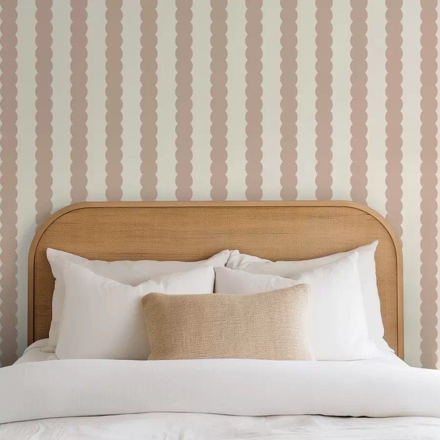 Papier peint Rayures ondulées beiges dans un style minimaliste a01182v2