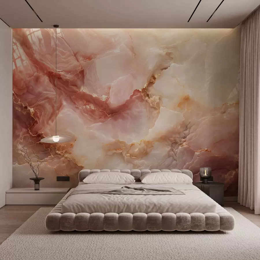 Papier peint Imitation marbre rose w05519