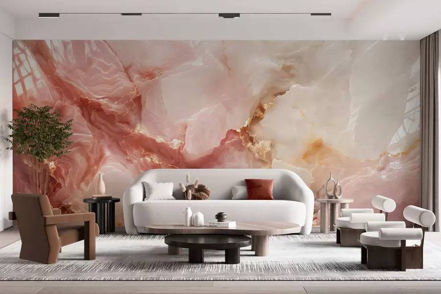 Papier peint Imitation marbre rose w05519