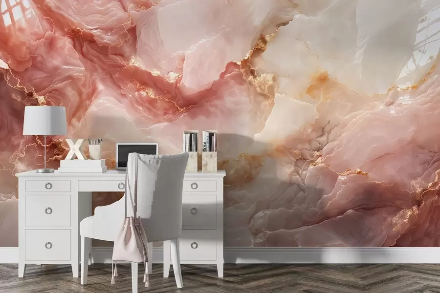 Papier peint Imitation marbre rose w05519
