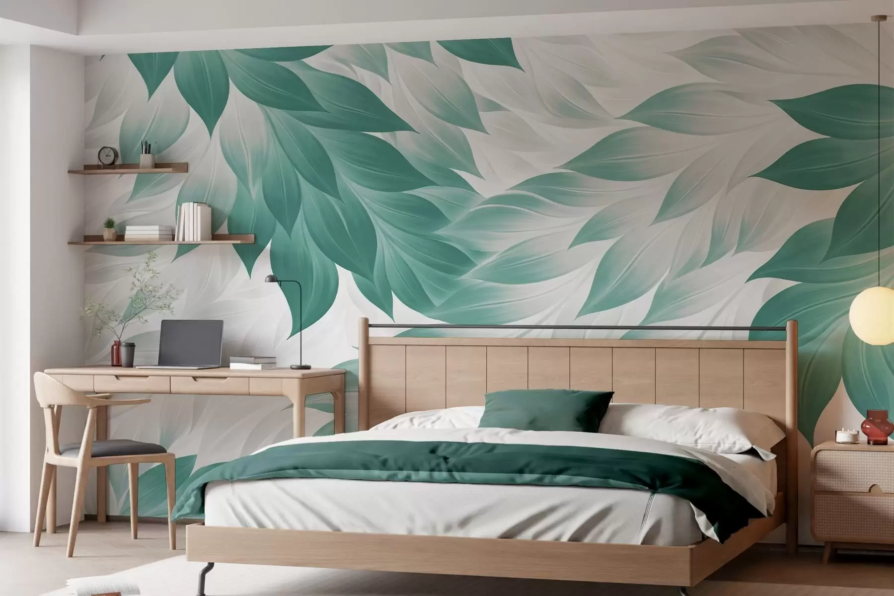 Papier peint Feuilles abstraites aux contours nets w05531