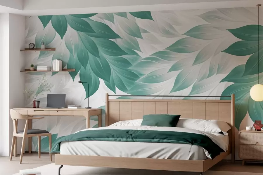 Papier peint Feuilles abstraites aux contours nets w05531