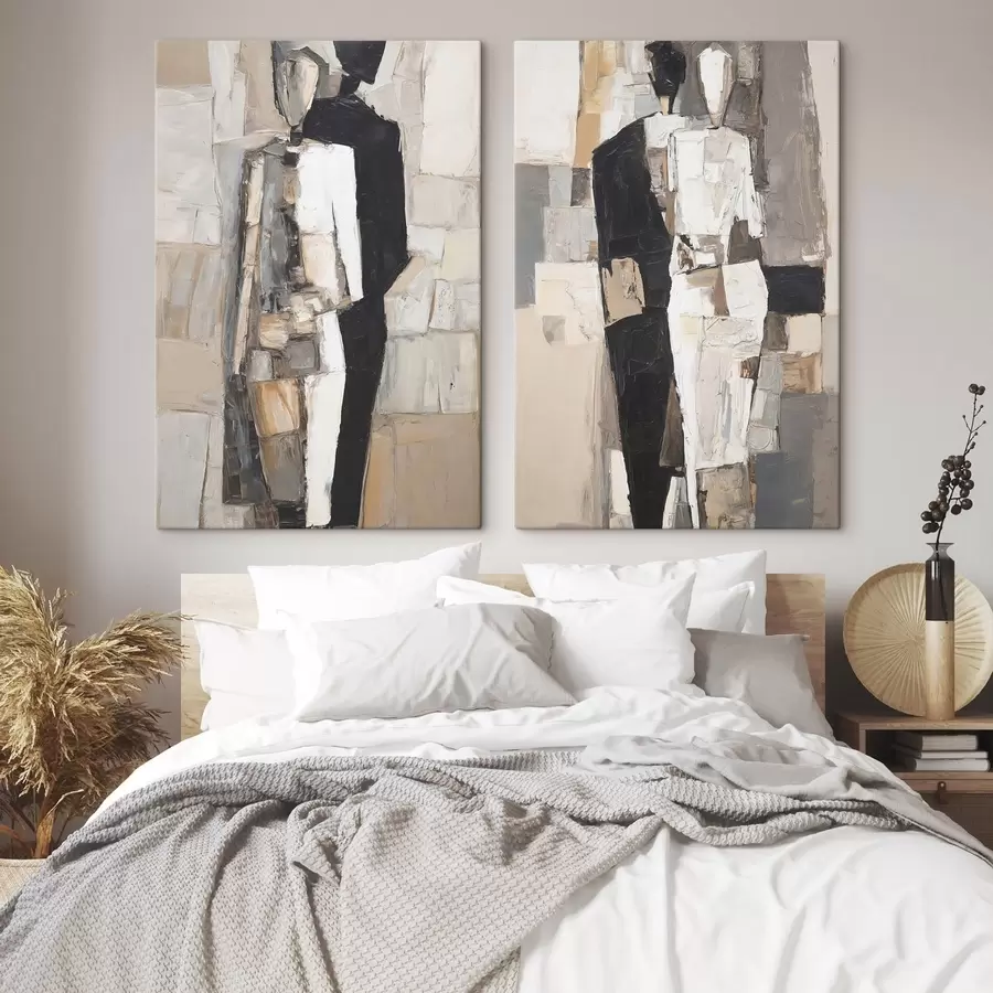 Tableau Silhouettes abstraites d'un couple m30391