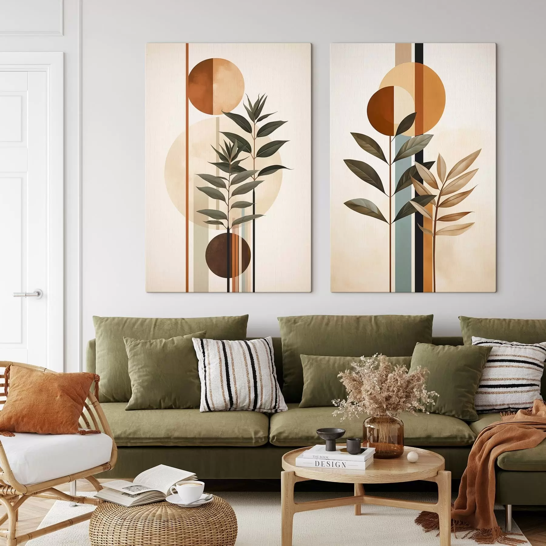 Tableau Plantes abstraites composées de cercles et de lignes m30392