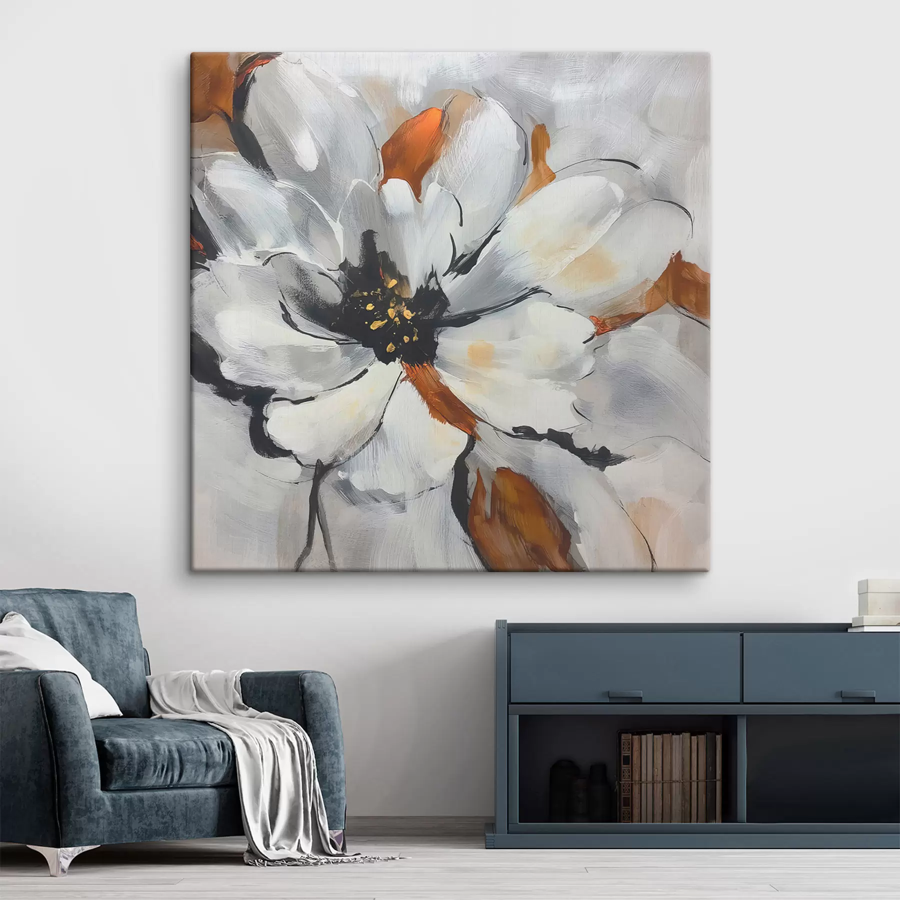 Tableau Abstraction avec une fleur s48697