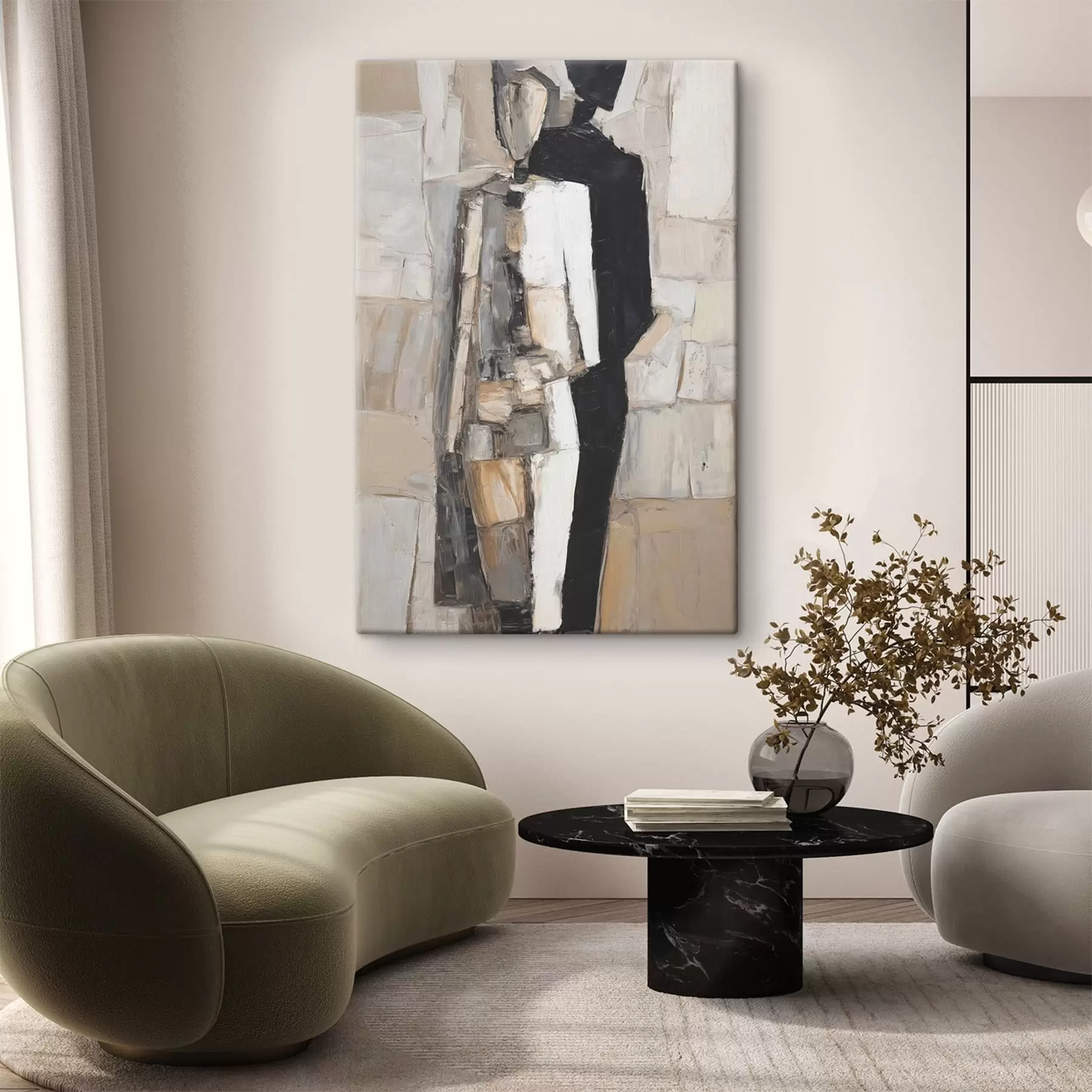 Tableau Silhouettes abstraites d'un couple s48924