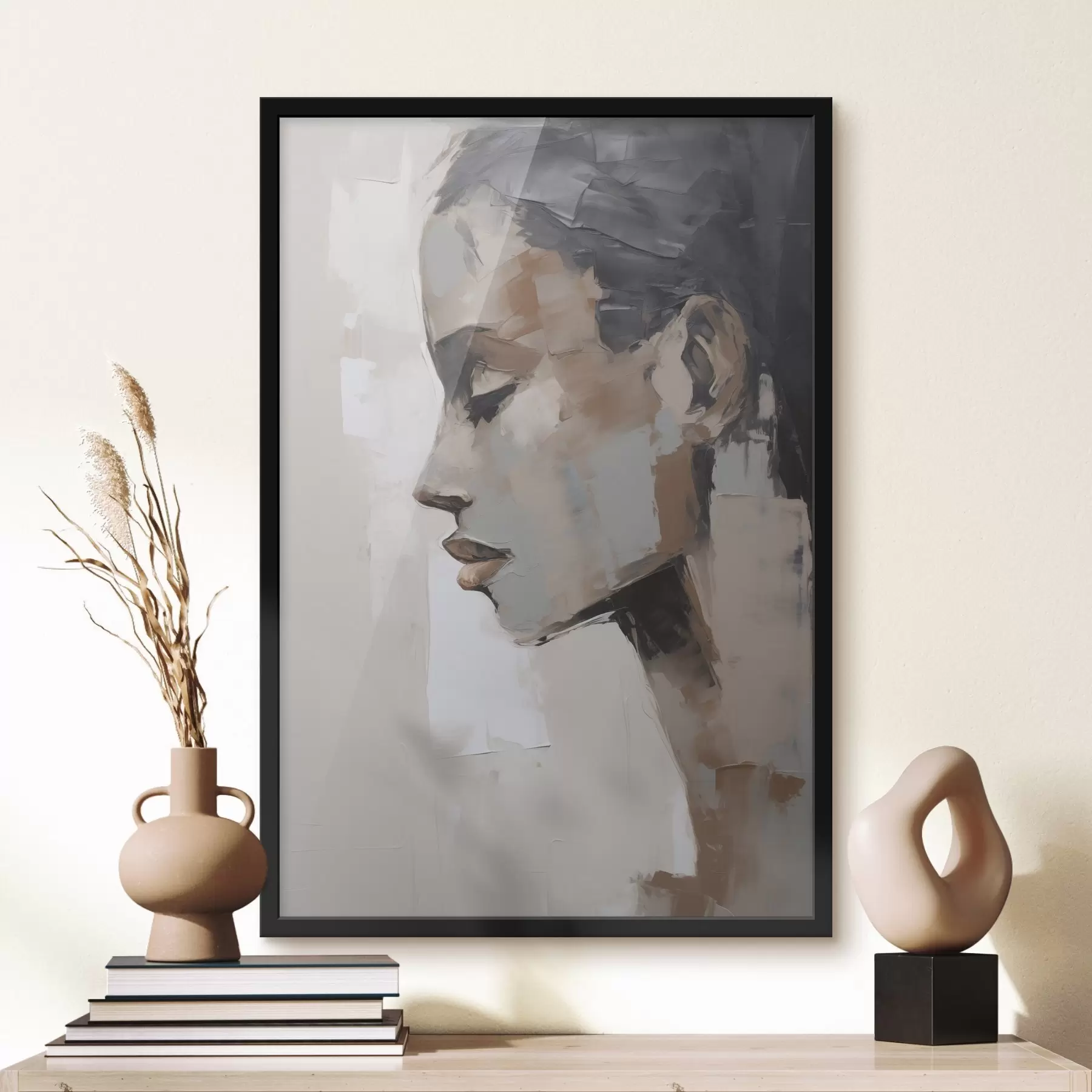 Papier peint Portrait féminin abstrait imitant la peinture f48976