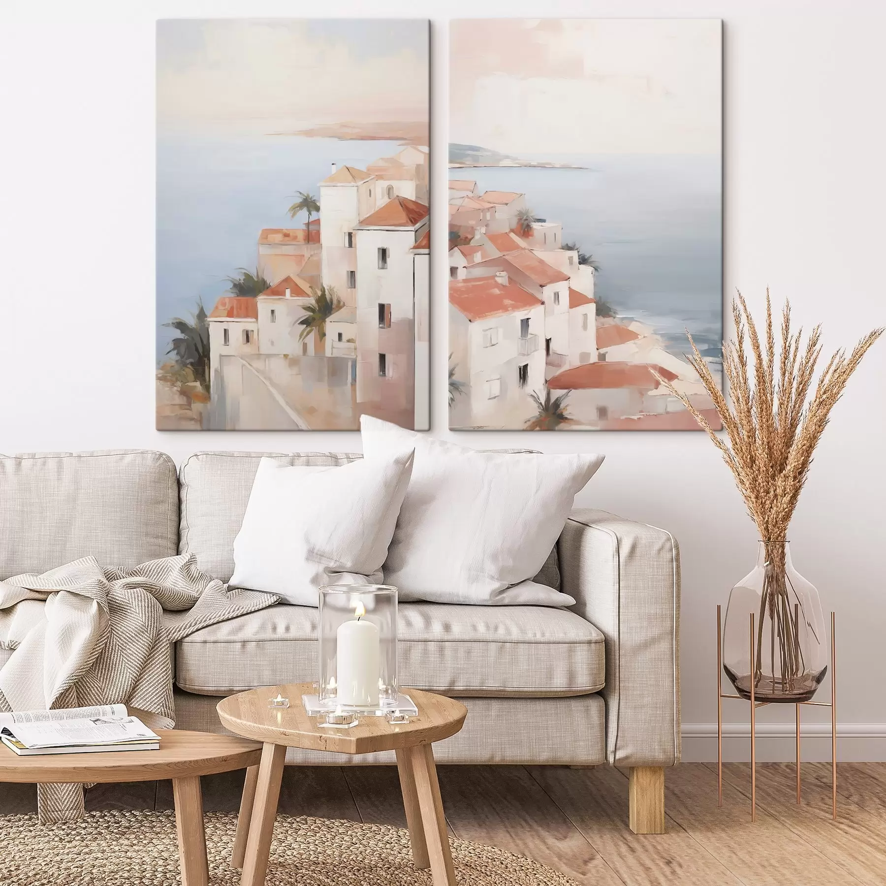Tableau Paysage d'une ville au bord de la mer m30406