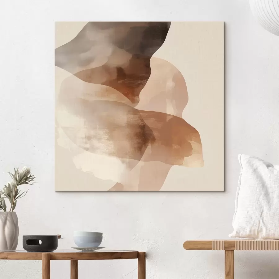 Tableau Composition abstraite dans des tons chauds de brun-beige s48835