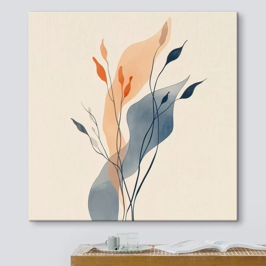 Tableau Composition mettant en scène des silhouettes végétales expressives dans un style d'illustration artistique s48838