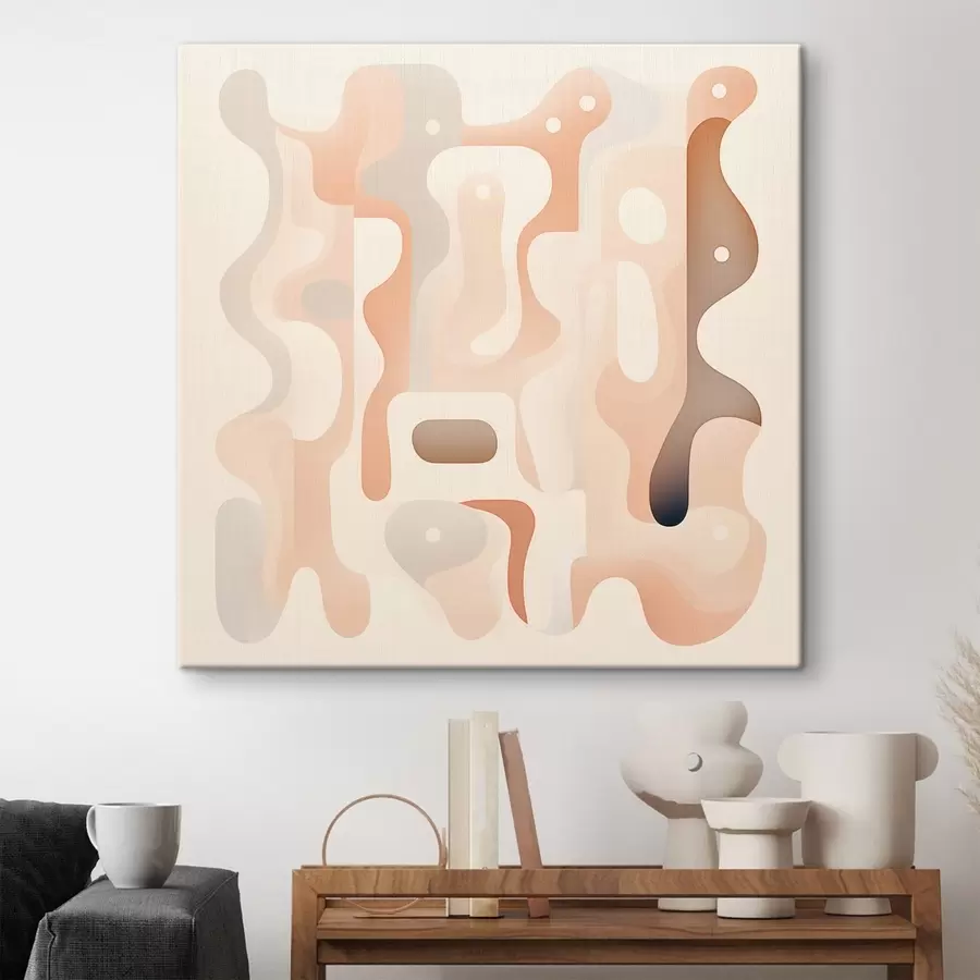 Tableau Une harmonie entre les formes courbes et une palette de couleurs naturelles, dans un style d'illustration d'art contemporain s48845