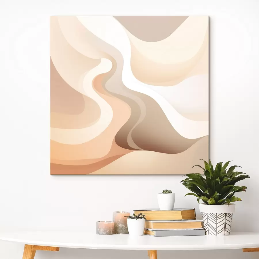 Tableau Une harmonie de formes courbes et de tons crème dans un style d'illustration d'art contemporain s48846