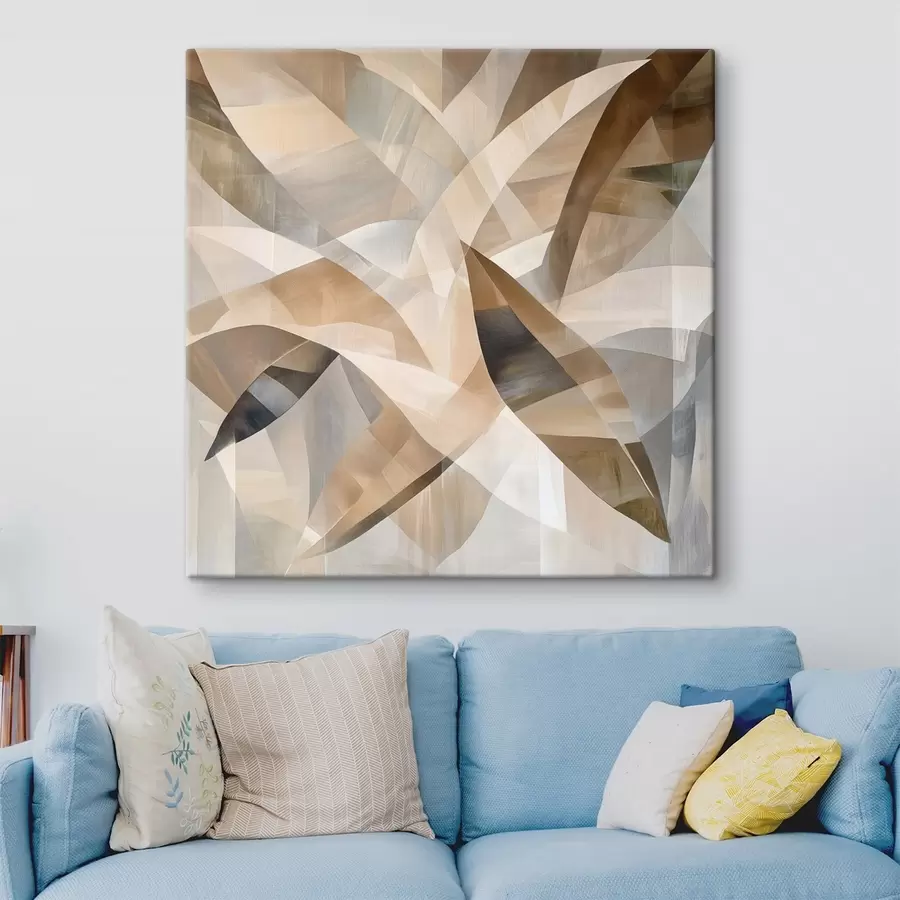 Tableau Motifs végétaux aux tons naturels et chaleureux, dans un style d'affiche artistique s48847