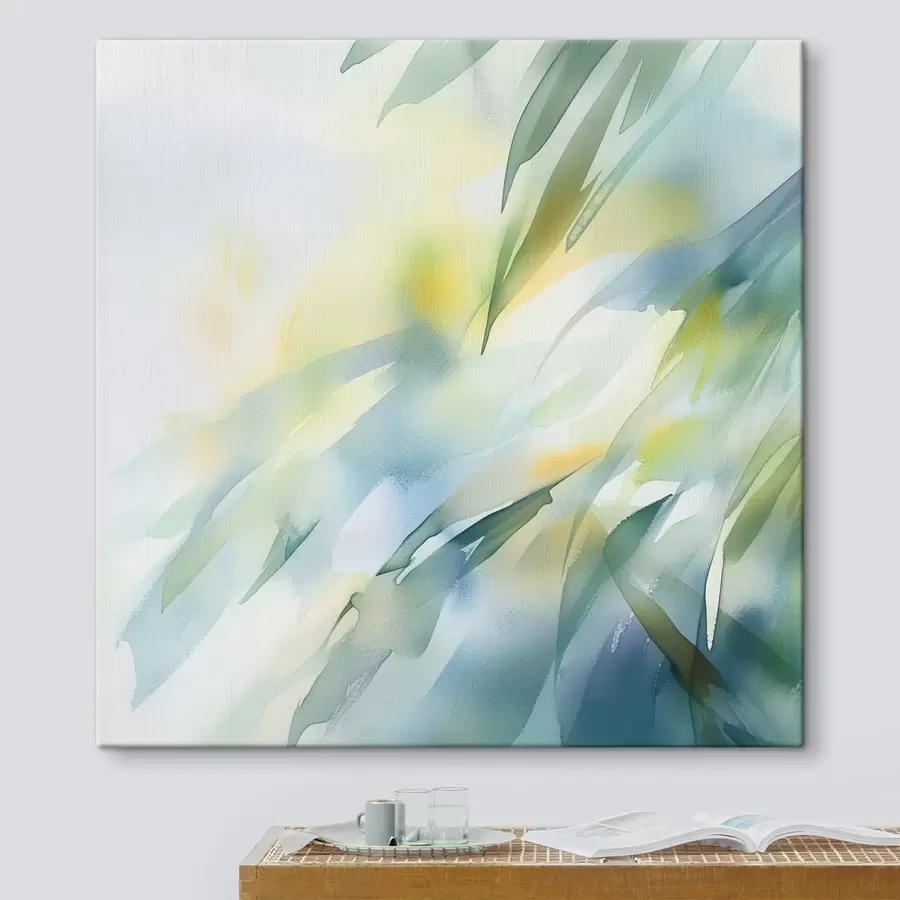 Tableau Des formes naturelles floues et de délicates nuances de turquoise dans un style d'affiche artistique s48850