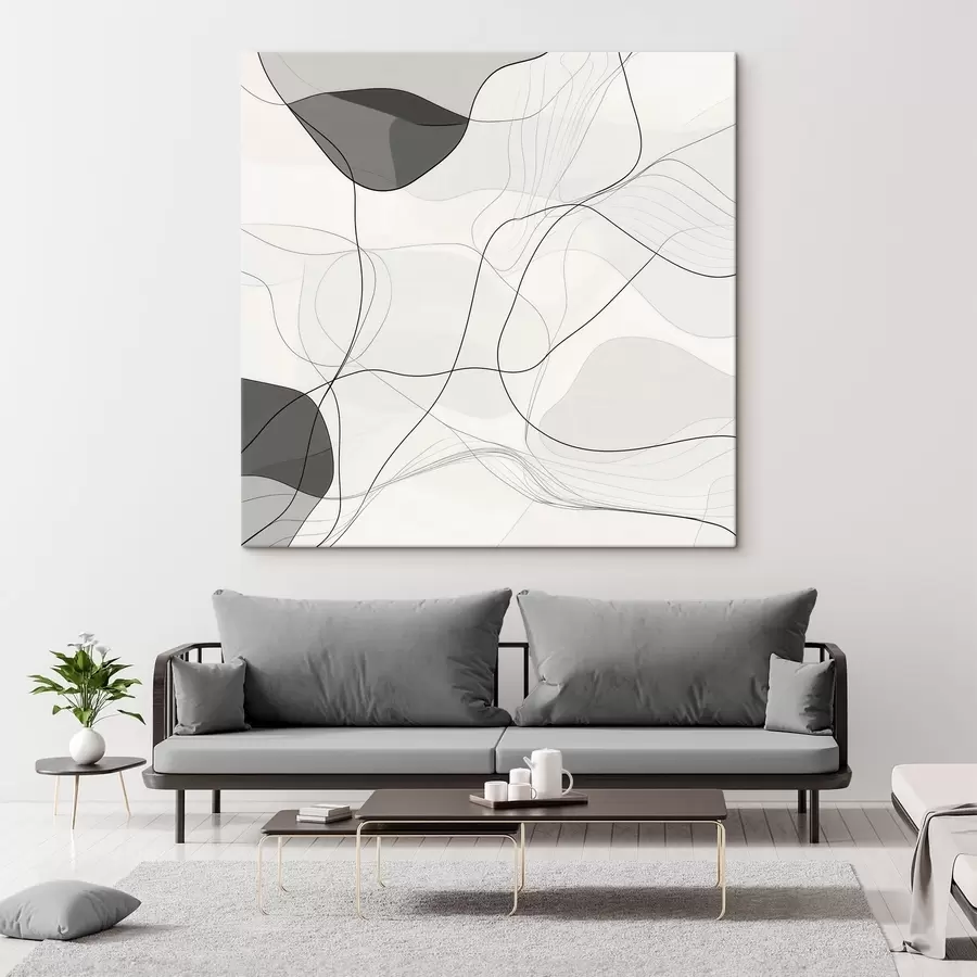 Tableau Scène abstraite minimaliste composée de lignes fines et d'ombres douces s48853