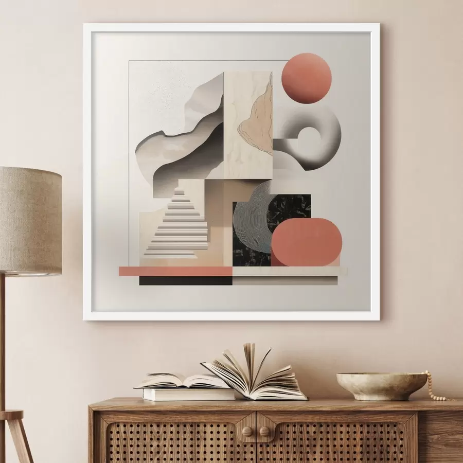 Papier peint Formes abstraites dans une palette de tons beige et gris, dans un style pictural contemporain f48842