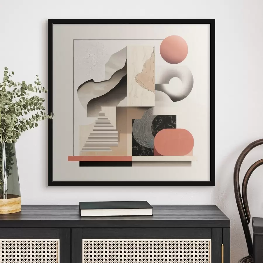 Papier peint Formes abstraites dans une palette de tons beige et gris, dans un style pictural contemporain f48842