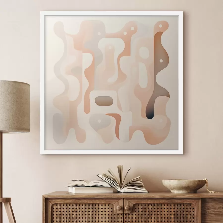 Papier peint Une harmonie entre les formes courbes et une palette de couleurs naturelles, dans un style d'illustration d'art contemporain f48845