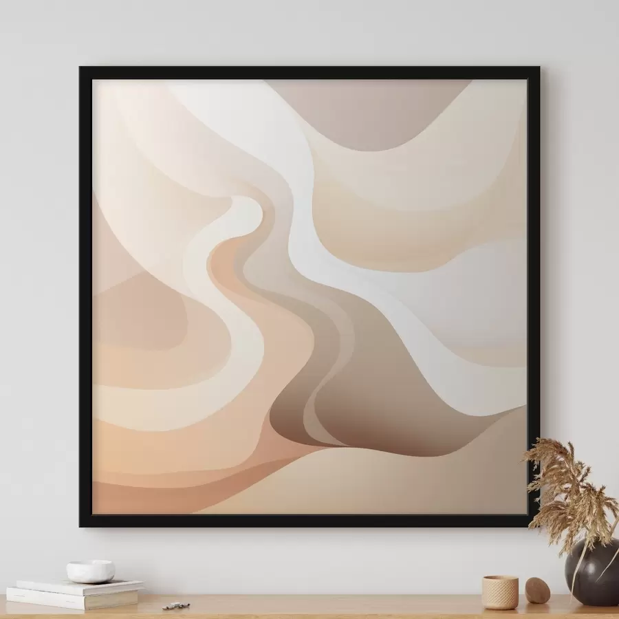 Papier peint Une harmonie de formes courbes et de tons crème dans un style d'illustration d'art contemporain f48846